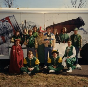 1987 St. Pat and his Court in front of Beer Trailer